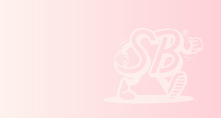 White logo on a pink background